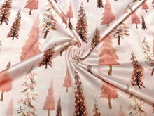 Load image into Gallery viewer, Pink Christmas Tree Xmas DBP Print #892 Double Brushed Polyester Spandex Apparel Stretch Fabric 190 GSM 58&quot;-60&quot; Wide By The Yard