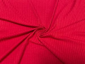 Cherry Red DBP 8X3 Rib Knit #27 Double Brushed Polyester Spandex Stretch 190GSM Apparel Fabric 58"-60" Wide By The Yard