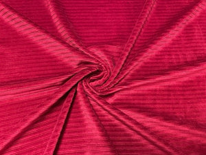 Red Stripe Velvet #71 Stretch Velvet Polyester Spandex 250 GSM Luxury Apparel Fabric 58"-60" Wide By The Yard
