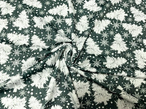 8x3 Rib Brittany Frost Designs Xmas Tree DBP Knit Print #452 Brushed Poly Spandex Stretch 190GSM Apparel Fabric 58"-60" Wide By The Yard