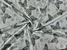 Load image into Gallery viewer, Sparkle Brittany Frost Designs Butterfly Print #12 Shiny Shimmer Stretch Poly Spandex 190 GSM Apparel Craft Fabric 58&quot;-60&quot; Wide By The Yard