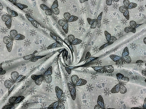 Sparkle Brittany Frost Designs Butterfly Print #12 Shiny Shimmer Stretch Poly Spandex 190 GSM Apparel Craft Fabric 58"-60" Wide By The Yard