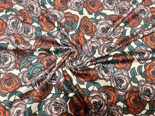 Load image into Gallery viewer, Brittany Frost Designs Vintage Rose DBP Print #913 Double Brushed Polyester Spandex Apparel Stretch Fabric 190 GSM 58&quot;-60&quot; Wide By The Yard