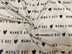 Brittany Frost Designs Mama's Boy DBP Print #925 Double Brushed Polyester Spandex Apparel Stretch Fabric 190 GSM 58"-60" Wide By The Yard