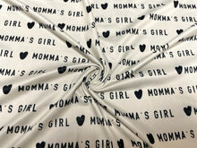 Load image into Gallery viewer, Brittany Frost Designs Momma&#39;s Girl DBP Print #929 Double Brushed Polyester Spandex Apparel Stretch Fabric 190 GSM 58&quot;-60&quot; Wide By The Yard