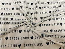 Load image into Gallery viewer, Brittany Frost Designs Daddy&#39;s Girl DBP Print #931 Double Brushed Polyester Spandex Apparel Stretch Fabric 190 GSM 58&quot;-60&quot; Wide By The Yard