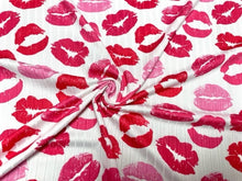 Load image into Gallery viewer, 8x3 Rib Lips Kiss Valentine&#39;s Day DBP Knit Print #485 Double Brushed Poly Spandex Stretch 190GSM Apparel Fabric 58&quot;-60&quot; Wide By The Yard