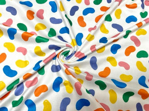 Brittany Frost Designs Jellybeans DBP Print #945 Double Brushed Polyester Spandex Apparel Stretch Fabric 190 GSM 58"-60" Wide By The Yard