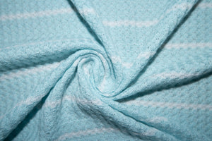 Baby Blue Waffle Sweater Knit #45 Yarn Dyed Poly Rayon Spandex 210 GSM Medium Weight 58"-60" Wide By The Yard