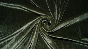 Olive #60 Stretch Velvet Polyester Spandex 250 GSM Luxury Apparel Fabric 55"-56" Wide By The Yard