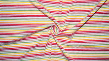 Load image into Gallery viewer, Rainbow Striped Ribbed Jersey Knit #303 Rayon Polyester Spandex Stretch Apparel Fabric 58&quot;-60&quot; Wide By The Yard