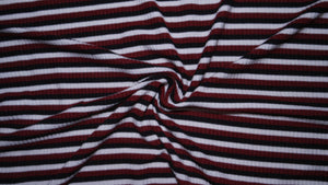 Black and Burgundy Striped Ribbed Jersey Knit #299 Rayon Poly Spandex Stretch Apparel Fabric 58"-60" Wide By The Yard
