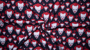 Scary Clown Bullet Print #299 Ribbed Scuba Techno Double Knit 2-Way Stretch Poly Spandex Apparel Craft Fabric 58"-60" Wide BTY