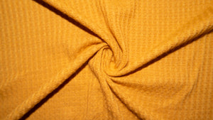 Mustard Brushed Waffle Knit #04 Yarn Dyed Poly Rayon Spandex 200 GSM Medium Weight 58"-60" Wide By The Yard