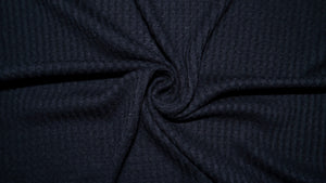 Black Brushed Waffle Knit #05 Yarn Dyed Poly Rayon Spandex 200 GSM Medium Weight 58"-60" Wide By The Yard