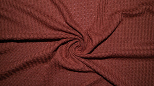 Burnt Orange Brushed Waffle Knit #15 Yarn Dyed Poly Rayon Spandex 200 GSM Medium Weight 58"-60" Wide By The Yard