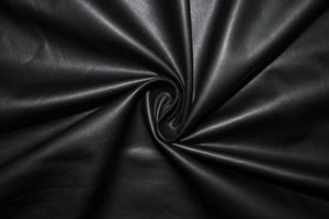 Black Matte Pleather Faux Leather Stretch Vinyl Polyester Spandex 190 GSM Apparel Craft Fabric 58"-60" Wide By The Yard