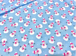 Snowman Christmas Bullet Print #663 Ribbed Scuba Techno Double Knit 2-Way Stretch Poly Spandex Apparel Craft Fabric 58"-60" Wide BTY