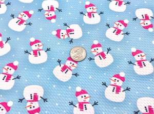 Snowman Christmas Bullet Print #663 Ribbed Scuba Techno Double Knit 2-Way Stretch Poly Spandex Apparel Craft Fabric 58"-60" Wide BTY