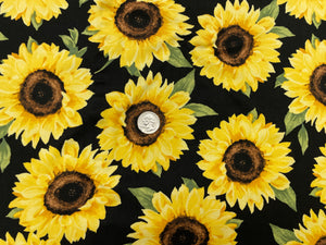 Sunflower DBP Print #341 Double Brushed Polyester Spandex Apparel Stretch Fabric 190 GSM 58"-60" Wide By The Yard